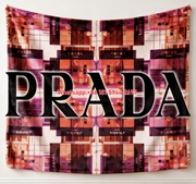 Prada Marfa Geometric Pink Orange Flannel Throw Blanket Luxury Designer Printed Sofa Cover Blanket IMG_2673
